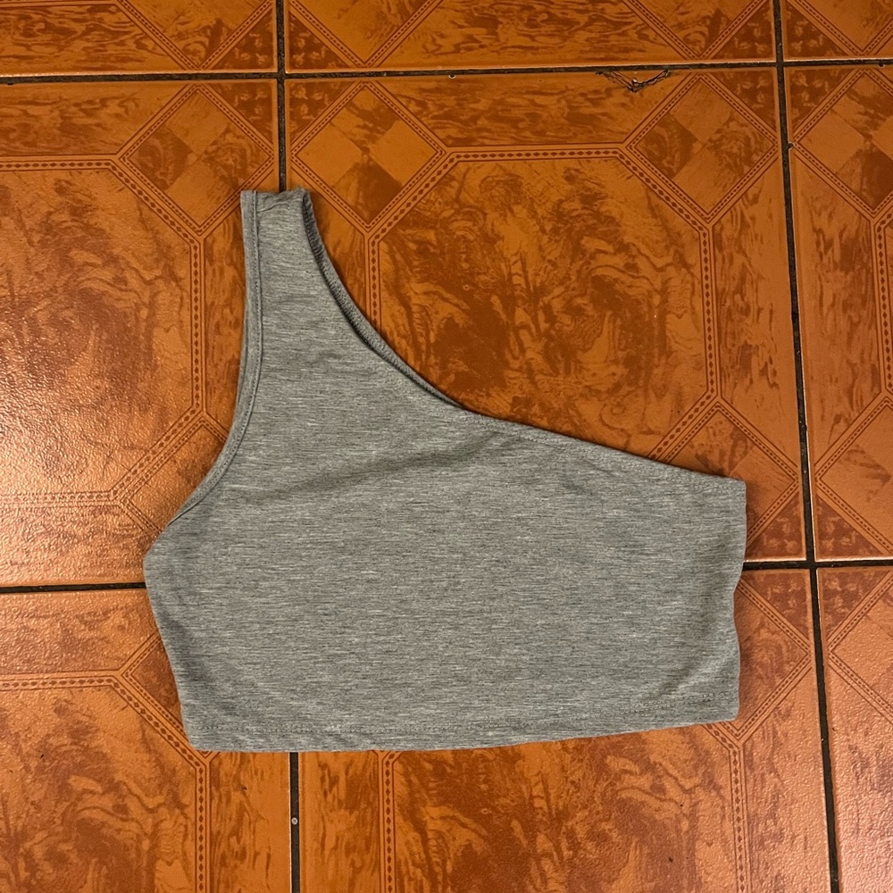 Gray One-Shoulder Women's Top